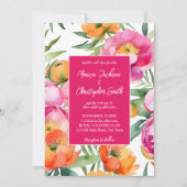 Vette kleuren roze sinaasappel pioenrozen elegante kaart (Voorkant)