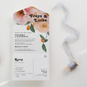 Vette kleurrijke Floral   Afsluiten en alles in éé All In One Uitnodiging