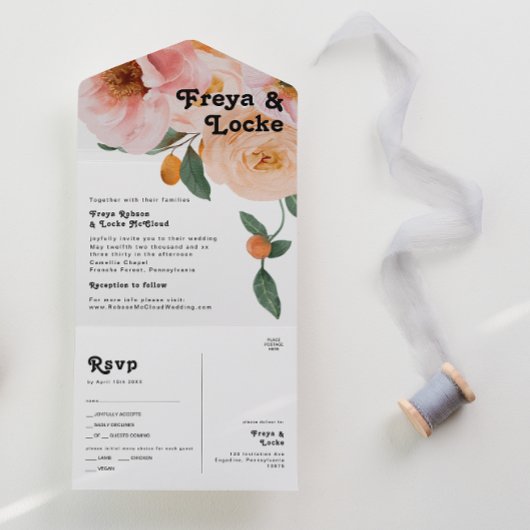 Vette kleurrijke Floral | Afsluiten en alles in éé All In One Uitnodiging