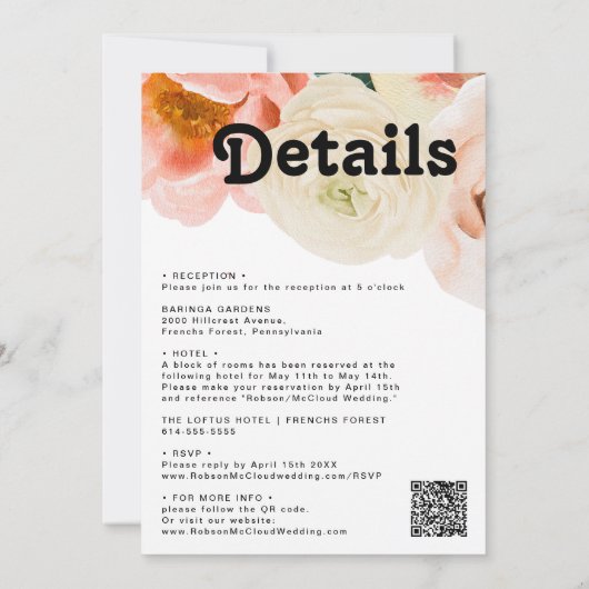 Vette kleurrijke Floral | Alles in één bruiloft In Kaart (Achterkant)