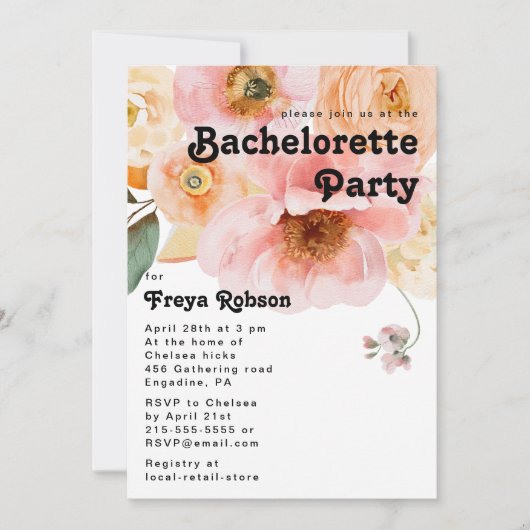 Vette kleurrijke Floral | Bachelorette Party Kaart (Voorkant)
