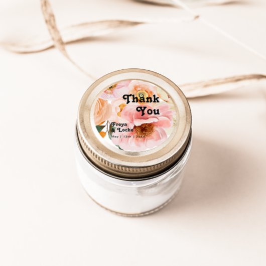 Vette kleurrijke Floral | Bedankt voor je bruiloft Ronde Sticker