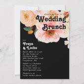 Vette kleurrijke Floral | Black Wedding Brunch Kaart (Voorkant)