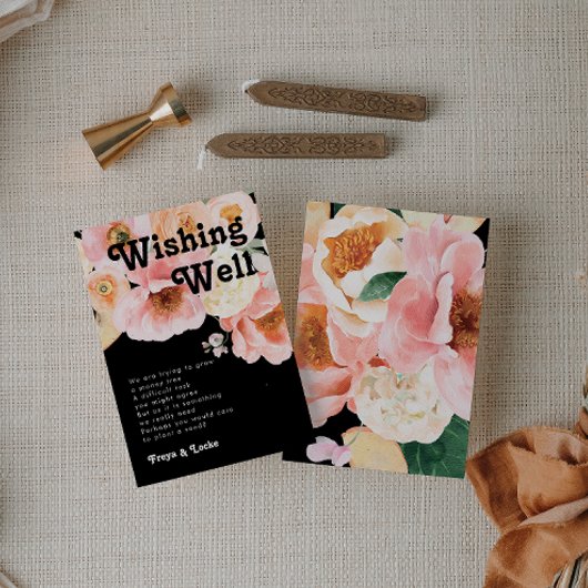 Vette kleurrijke Floral | Bruin-weddenschap Informatiekaartje