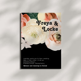 Vette kleurrijke Floral | Casual zwart huwelijk Kaart