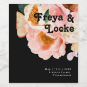 Vette kleurrijke Floral | Etiket voor zwarte wedde (Enkel label)