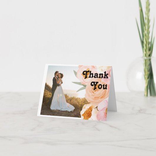 Vette kleurrijke Floral | Gevouwen foto Hartelijk  Bedankkaart (Voorkant)