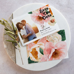 Vette kleurrijke Floral   Horizontaal foto Save The Date