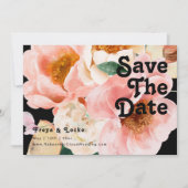 Vette kleurrijke Floral | Horizontaal zwart Save The Date (Voorkant)