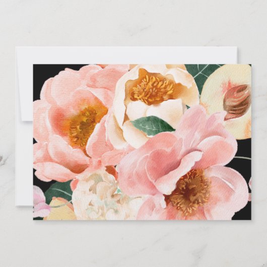 Vette kleurrijke Floral | Horizontaal zwart Save The Date (Achterkant)