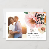 Vette kleurrijke Floral | Horizontale sparen de Da Magnetische Uitnodiging (Voorkant)