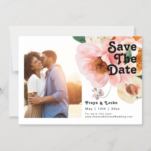 Vette kleurrijke Floral | Horizontale sparen de Da Magnetische Uitnodiging (Voorkant)