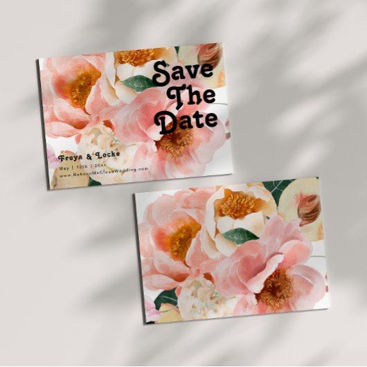 Vette kleurrijke Floral | Horizontale sparen de Da Save The Date