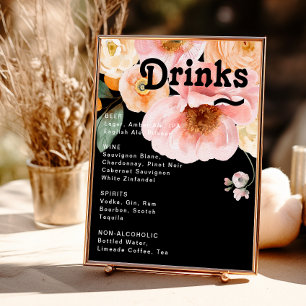 Vette kleurrijke Floral   Menu Drinken voor het zw Poster