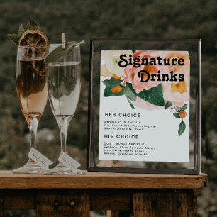 Vette kleurrijke Floral   Ondertekening Drink Poster
