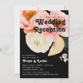 Vette kleurrijke Floral | Ontvangst van zwarte bru Kaart (Voorkant)