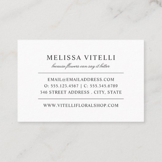 Vette kleurrijke Floral op wit Visitekaartje (Achterkant)