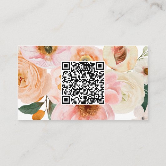 Vette kleurrijke Floral | QR-code voor bruiloft we Informatiekaartje (Achterkant)