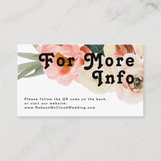 Vette kleurrijke Floral | QR-code voor bruiloft we Informatiekaartje (Voorkant)