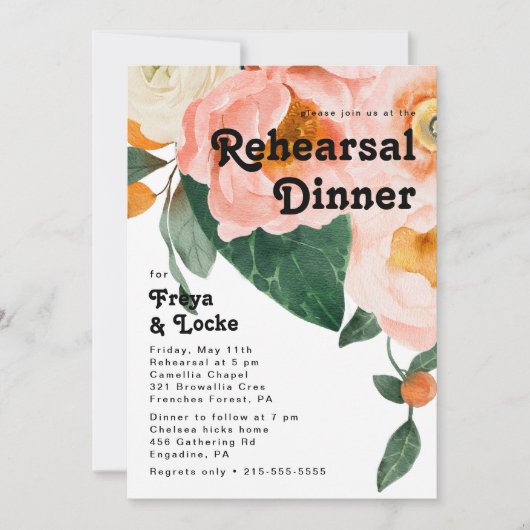 Vette kleurrijke Floral | repetitief diner Kaart (Voorkant)