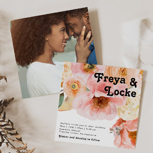 Vette kleurrijke Floral   Square Photo Wedding Kaart