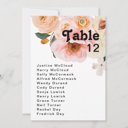 Vette kleurrijke Floral | Tabelnummer (Voorkant)