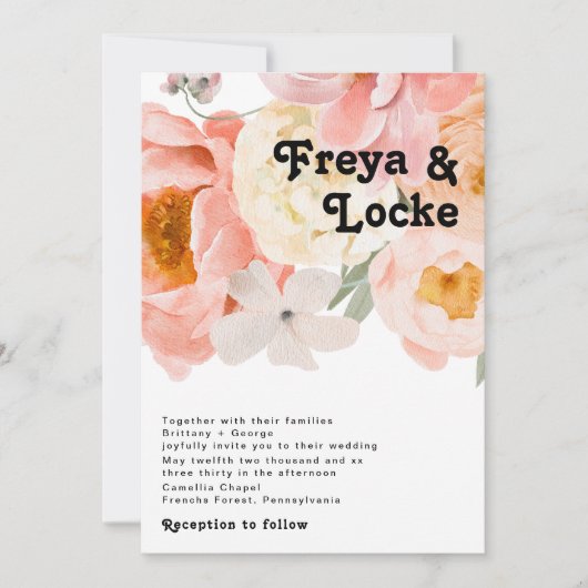 Vette kleurrijke Floral | Uitnodiging tot weddensc (Voorkant)