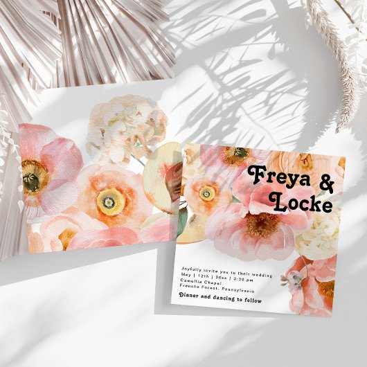 Vette kleurrijke Floral | Uitnodiging tot weddensc