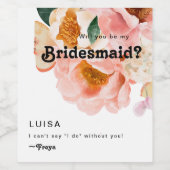 Vette kleurrijke Floral | Voorstel Bridesmaid Wijn Etiket (Enkel label)