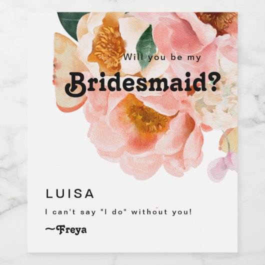 Vette kleurrijke Floral | Voorstel Bridesmaid Wijn Etiket (Enkel label)