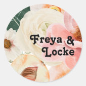 Vette kleurrijke Floral | Weddenschap-envelopzegel Ronde Sticker (Voorkant)