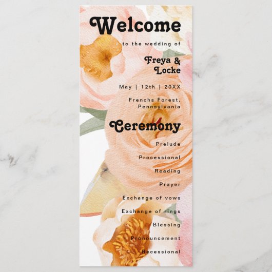 Vette kleurrijke Floral | Weddenschap-programma Programmakaart (Voorkant)