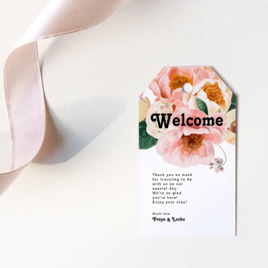 Vette kleurrijke Floral | Welkom bruiloft Cadeaulabel