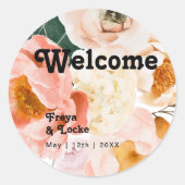 Vette kleurrijke Floral | Welkom bruiloft Ronde Sticker (Voorkant)
