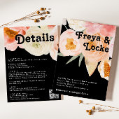 Vette kleurrijke Floral | Zwart in één bruiloft Kaart