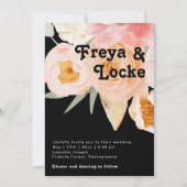 Vette kleurrijke Floral | Zwart in één bruiloft Kaart (Voorkant)