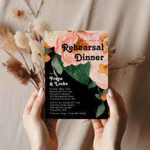 Vette kleurrijke Floral   Zwart repetitief diner Kaart