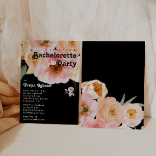Vette kleurrijke Floral   Zwarte Bachelorette-part Kaart