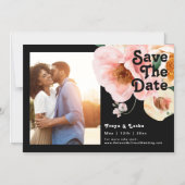 Vette kleurrijke Floral | Zwarte bewaardatum Magnetische Uitnodiging (Voorkant)