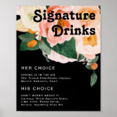 Vette kleurrijke Floral | Zwarte Drink Poster (Voorkant)