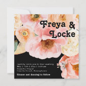 Vette kleurrijke Floral | Zwarte-Square Weddenscha Kaart (Voorkant)