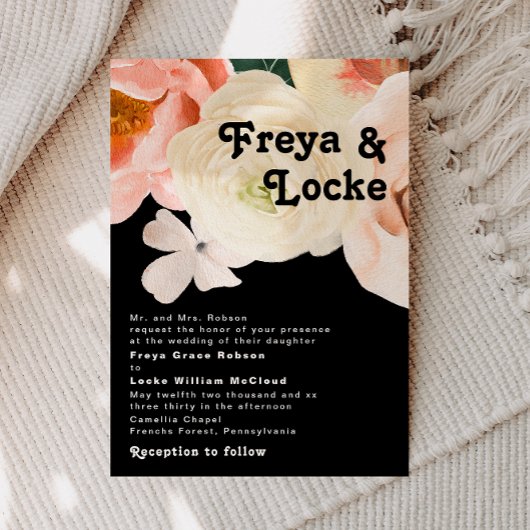 Vette kleurrijke Floral | Zwarte traditionele brui Kaart