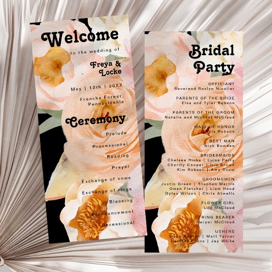Vette kleurrijke Floral | Zwarte-weddenschapsprogr Programmakaart