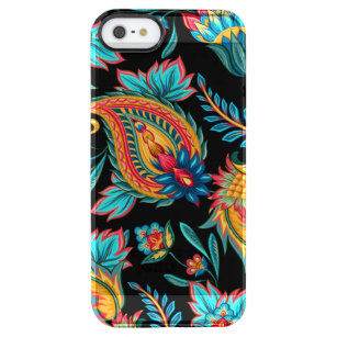 Vette kleurrijke hand getekend Floral Paisley Doorzichtig iPhone SE/5/5s Hoesje