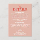 Vette kleurrijke Retro Funky Modern Wedding Detail Informatiekaartje (Voorkant)