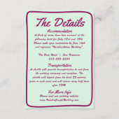 Vette kleurrijke Retro Funky Modern Wedding Detail Informatiekaartje (Voorkant)