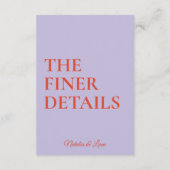 Vette kleurrijke Retro Funky Modern Wedding Detail Informatiekaartje (Achterkant)