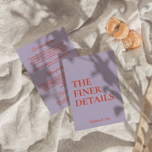 Vette kleurrijke Retro Funky Modern Wedding Detail Informatiekaartje