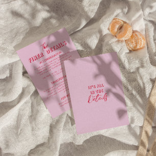 Vette kleurrijke Retro Funky Modern Wedding Detail Informatiekaartje