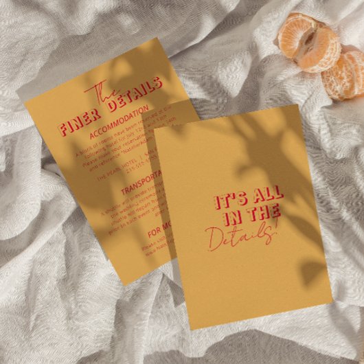 Vette kleurrijke Retro Funky Modern Wedding Detail Informatiekaartje